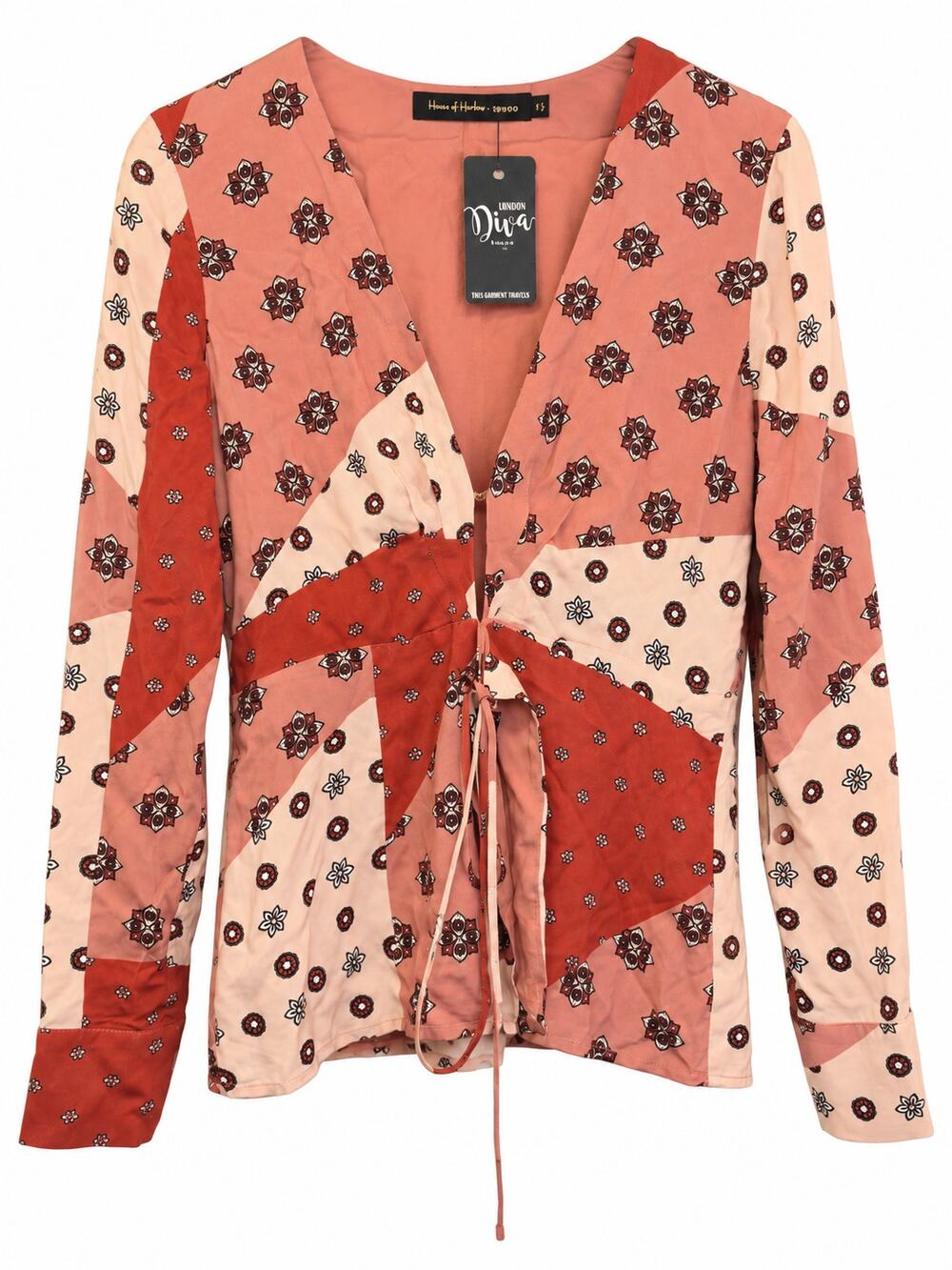 House of Harlow 1960 x REVOLVE Mar Wrap Top Rose Patchwork NWT M Boho